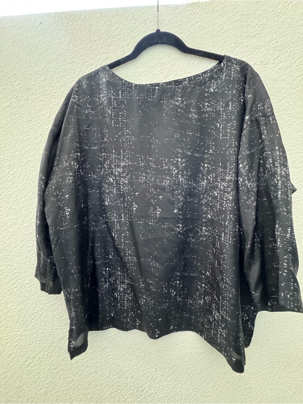 Eileen Fisher Black Speckled Boatneck Tunic